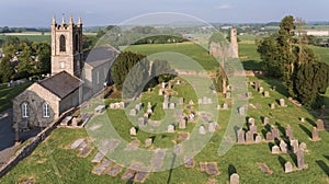 Aerial view. St Mary`s Abbey and Cathedral. Ferns. co Wexford. Ireland photo